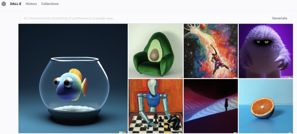 Screenshot of Open AI Dall-E website