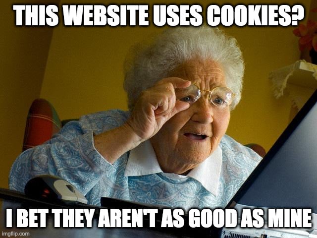 A grandma discovering cookies online. 
