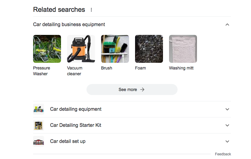 screenshot of search result for freelance car detailing
